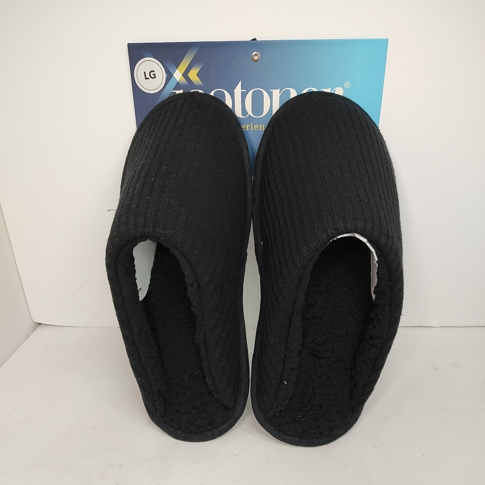 Isotoner Womens Slippers Black Slip-on  Hard‎ Sole Washable House Shoes